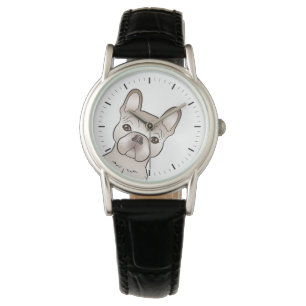 Reloj De Pulsera Cabeza de Bulldog Francés crema