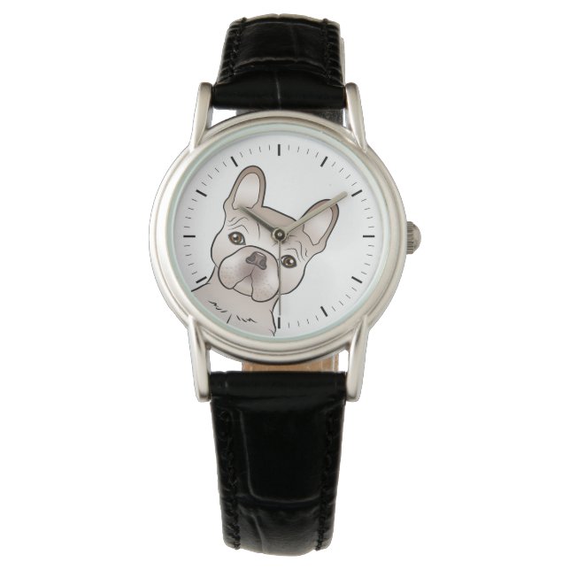 Reloj De Pulsera Cabeza de Bulldog Francés crema (Anverso)