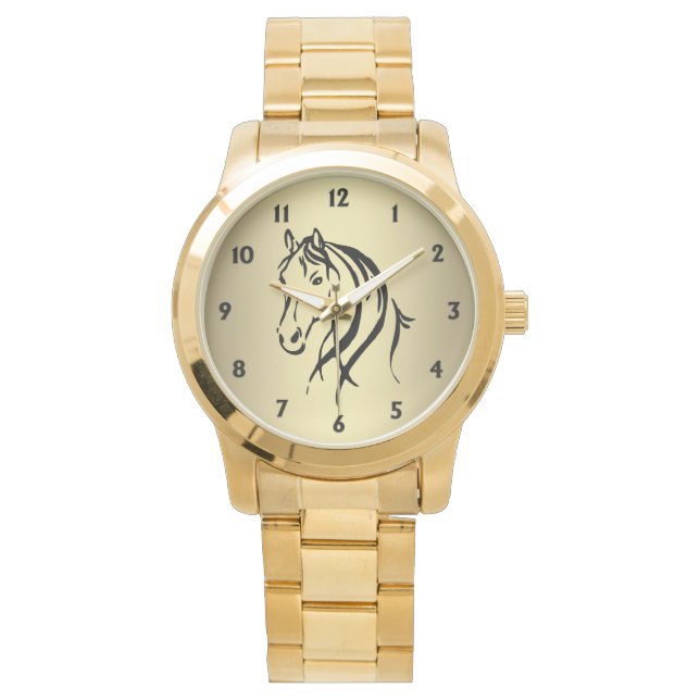 Reloj De Pulsera Cabeza de caballo con números negros (Anverso)