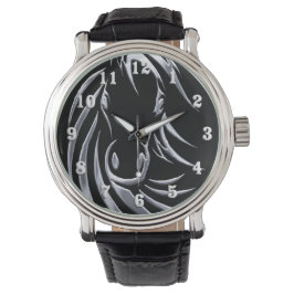 Reloj De Pulsera Cabeza de caballo plateado en negro