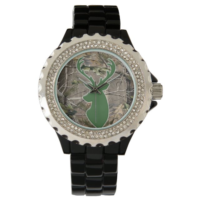 Reloj De Pulsera Cabeza de ciervo de camo de Woodland (Anverso)