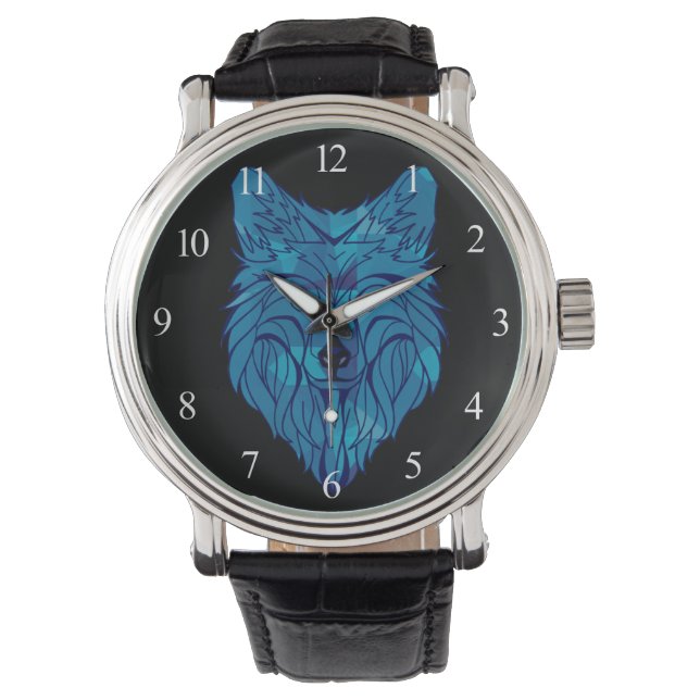 Reloj De Pulsera Cabeza de Lobo de Polo Azul (Anverso)