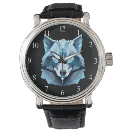 Reloj De Pulsera Cabeza de lobo geométrica azul