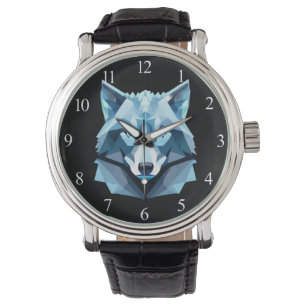 Reloj De Pulsera Cabeza de lobo geométrica azul