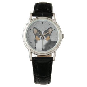 Reloj De Pulsera Cabeza de perro Corgi Galés de Pembroke tricolor n