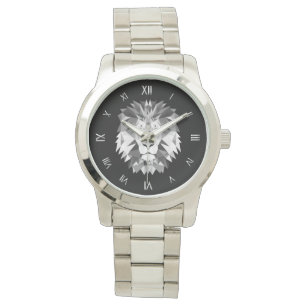Reloj De Pulsera Cabeza geométrica de plata del león