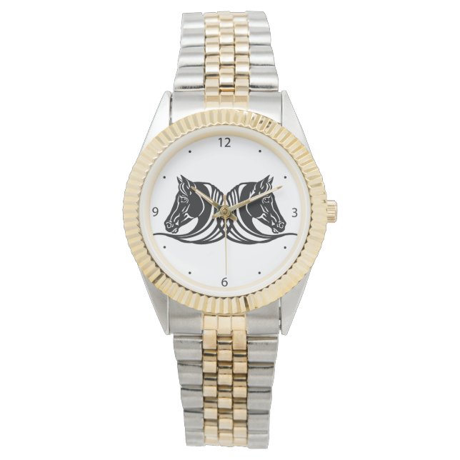 Reloj De Pulsera cabezas de caballos y negros (Anverso)