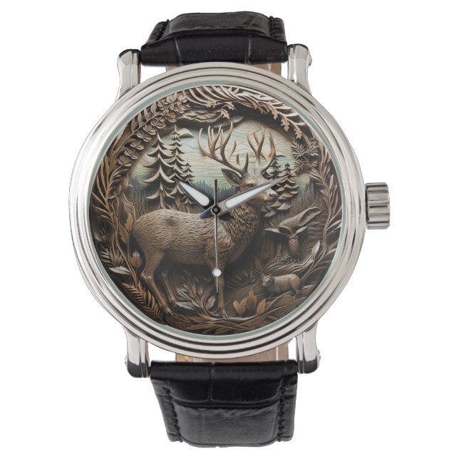 Reloj De Pulsera Cabina Rustic Deer Huning (Anverso)