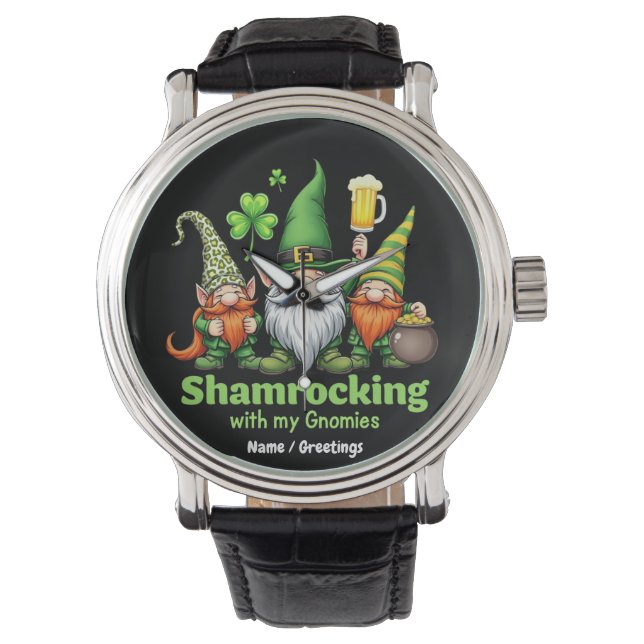 Reloj De Pulsera Cabrón con My Gnomies Funny St. Patrick's (Anverso)