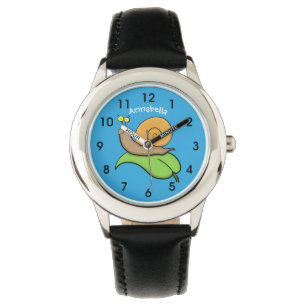 Reloj De Pulsera Caca, caracol feliz en un ilustracion personalizad