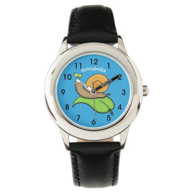 Reloj De Pulsera Caca, caracol feliz en un ilustracion personalizad (Anverso)