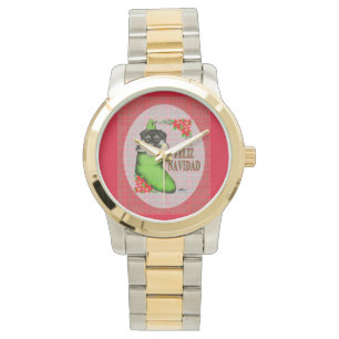 Reloj De Pulsera Cachorrito Feliz Navidad