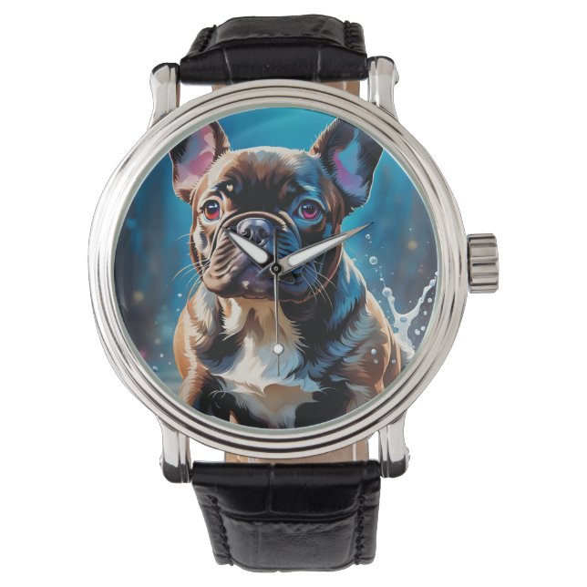 Reloj De Pulsera Cachorro de Bulldog francés (Anverso)