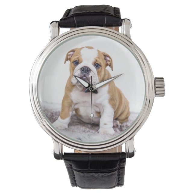 Reloj De Pulsera Cachorro de Bulldog suave sentándose (Anverso)