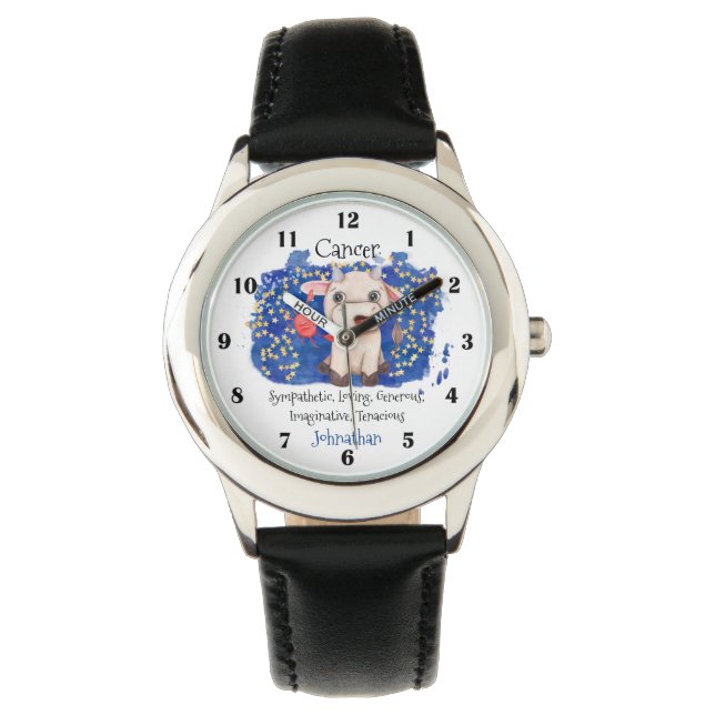 Reloj De Pulsera Cachorro de cangrejo cúrcuma de zodiaco (Anverso)