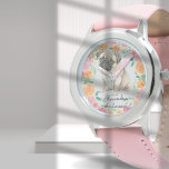 Reloj De Pulsera cachorro de pug cutáneo con flores de acuarela nom<br><div class="desc">Presentamos el Cute Pug Puppy con Flores de Agua Custom Name Watch, un encantador reloj que captura la esencia de tu amor por los perros y la belleza de las flores de primavera. Este reloj es una elección ideal para todos los chicas amantes del perro, sobre todo los que adoran...</div>