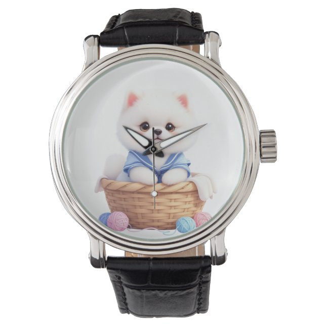Reloj De Pulsera Cachorro Lindo en Canasta eWatch Watch (Anverso)
