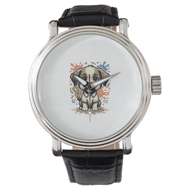 Reloj De Pulsera Cachorro Lindo Salpicadura Grabado Diseño Vectoria (Anverso)