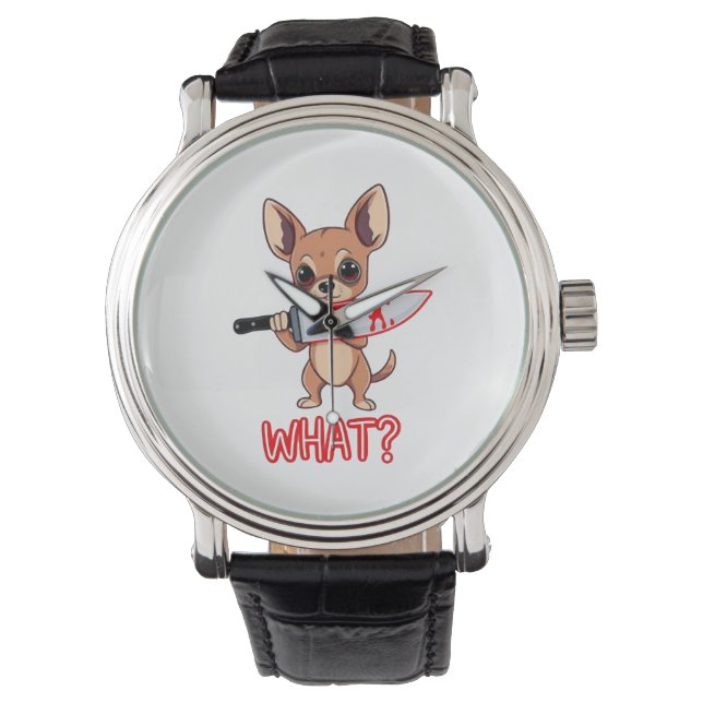Reloj De Pulsera Cachorro Pequeño y Dulce Chihuahua (Anverso)