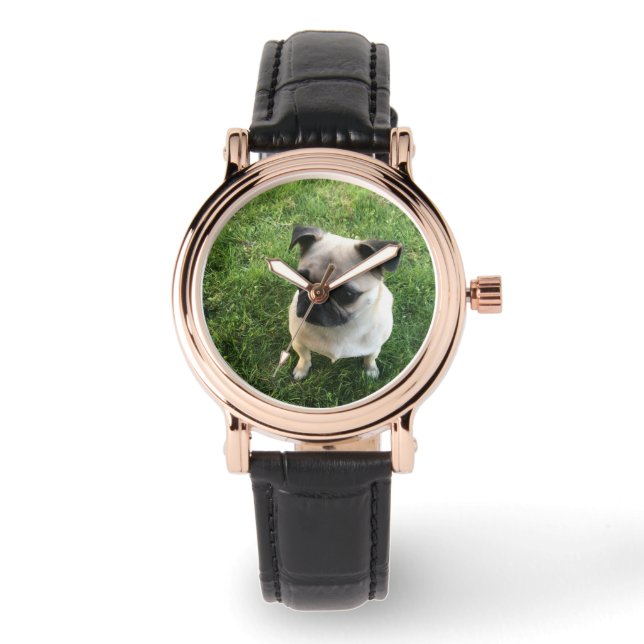 Reloj De Pulsera Cachorro Pug (Anverso)