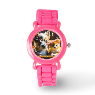 Reloj De Pulsera Cachorro y gatito