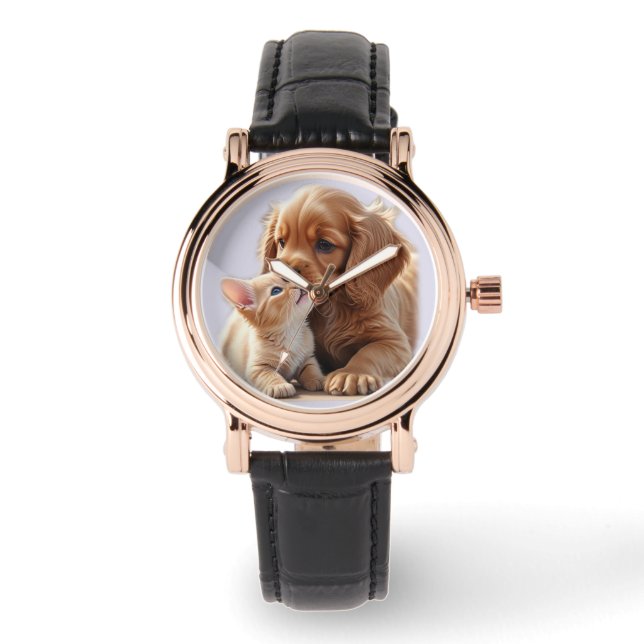 Reloj De Pulsera cachorro y gatito (Anverso)