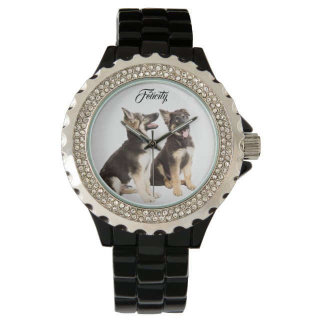 Reloj De Pulsera Cachorros de pastores alemanes personalizados (Anverso)