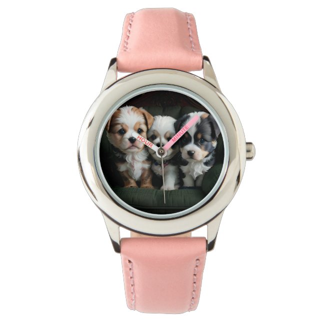 Reloj De Pulsera Cachorros Super Cute en el sofá 2 (Anverso)