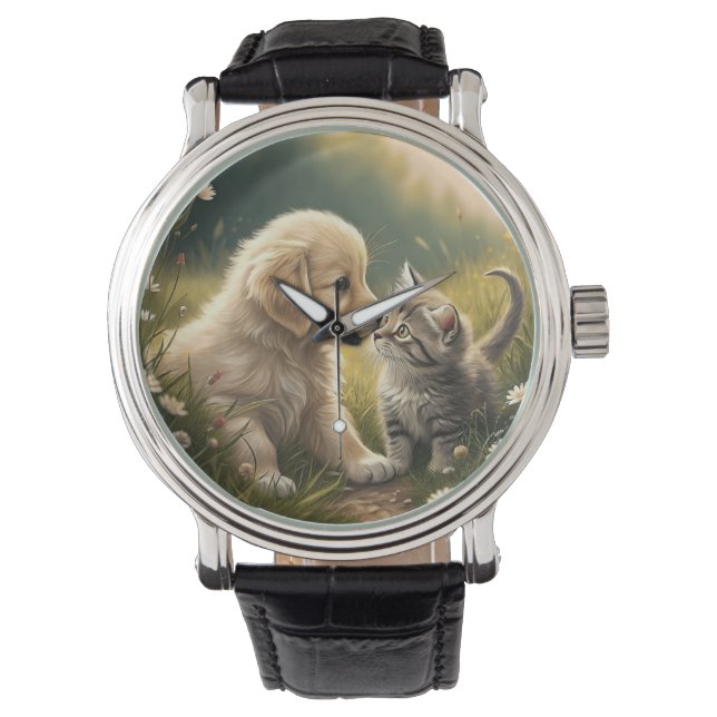 Reloj De Pulsera Cachorros Y Gatitos (Anverso)
