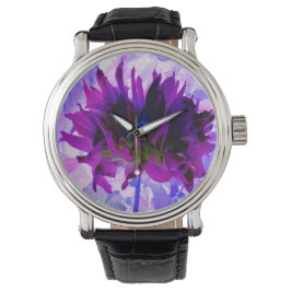 Reloj De Pulsera Cactus Dahlia morado y negro asombroso
