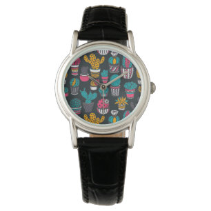 Reloj De Pulsera Cactus dibujados a mano en el patrón de estilo de