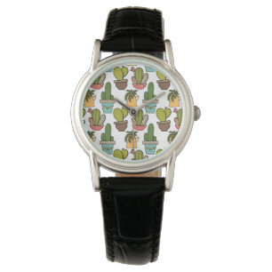 Reloj De Pulsera Cactus interior y Suculentos en el patrón de ollas