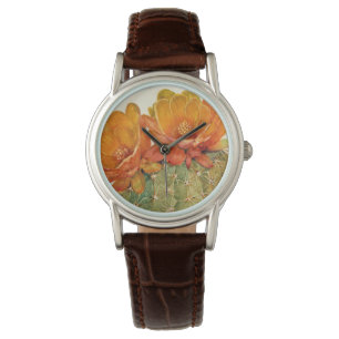 Reloj De Pulsera Cactus Naranja Blossoms