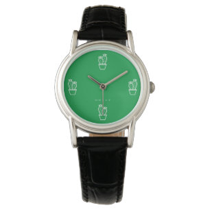 Reloj De Pulsera Cactus Tiny Cactus Simple Plain Verde Minimalista