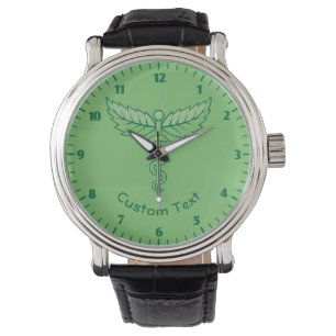 Reloj De Pulsera Caduceo con hojas