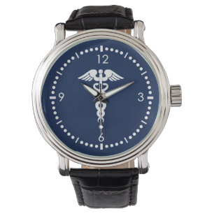Reloj De Pulsera Caduceo en fondo azul