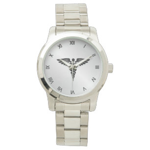 Reloj De Pulsera Caduceo médico de plata