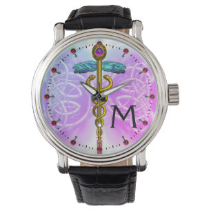 RELOJ DE PULSERA CADUCEUS DE ORO CON CONOCIMIENTOS CELTICOS MONOGRA