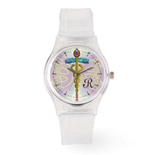 Reloj De Pulsera CADUCEUS DE ORO CON KNOTS CELTICOS MONOGRAMA Azul