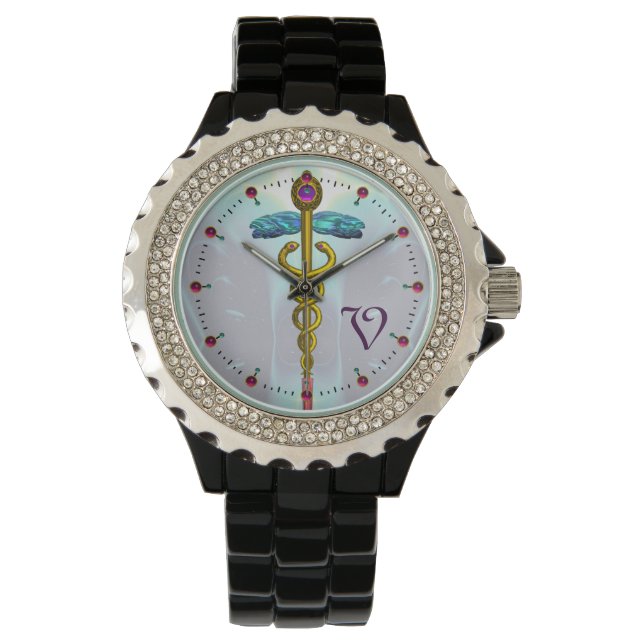 Reloj De Pulsera CADUCEUS GOLD MONOGRAM ,Aqua Blue (Anverso)