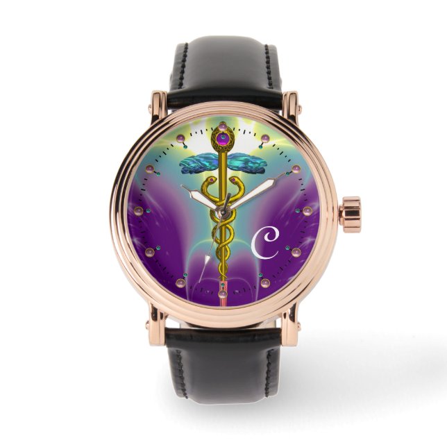 Reloj De Pulsera CADUCEUS GOLD MONOGRAM ,Verde Púrpura (Anverso)