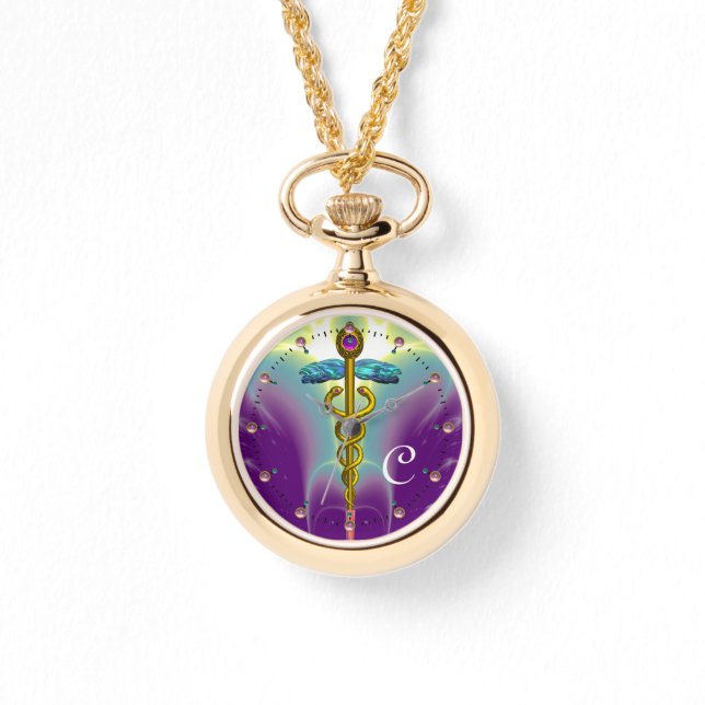 Reloj De Pulsera CADUCEUS GOLD MONOGRAM ,Verde Púrpura (Anverso)