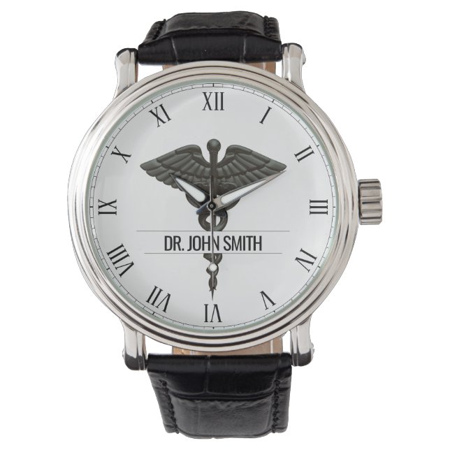 Reloj De Pulsera Caducto médico profesional Blanco negro (Anverso)