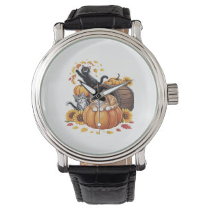Reloj De Pulsera Caen los gatos Calabazas del otoño Girasol de Acci