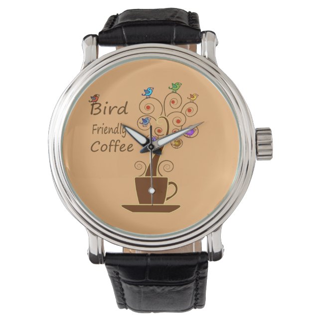 Reloj De Pulsera Café Amigable con las Aves (Anverso)