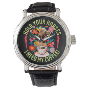 Reloj De Pulsera Café divertido con humor de caballo