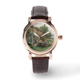 Reloj De Pulsera Café en el jardín (paisaje francés)