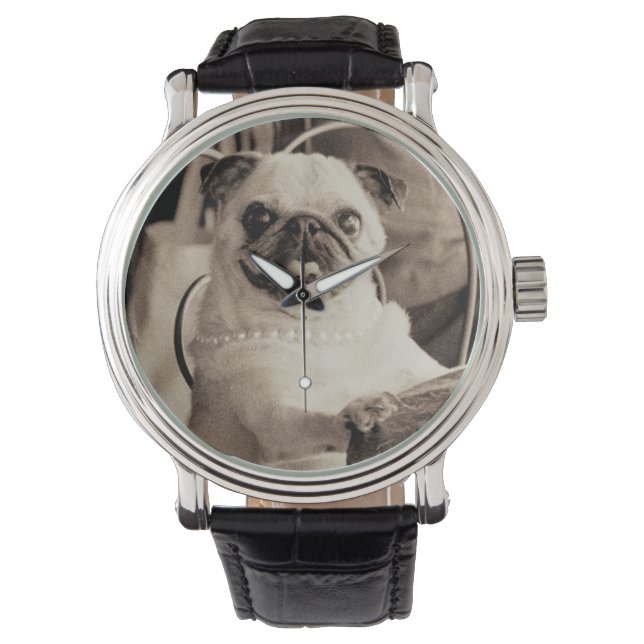 Reloj De Pulsera Cafe Pug (Anverso)