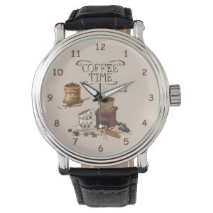 Reloj De Pulsera Cafetera y Bolsa de habas