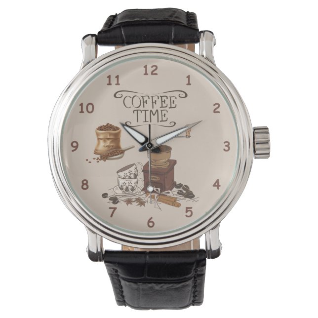 Reloj De Pulsera Cafetera y Bolsa de habas (Anverso)